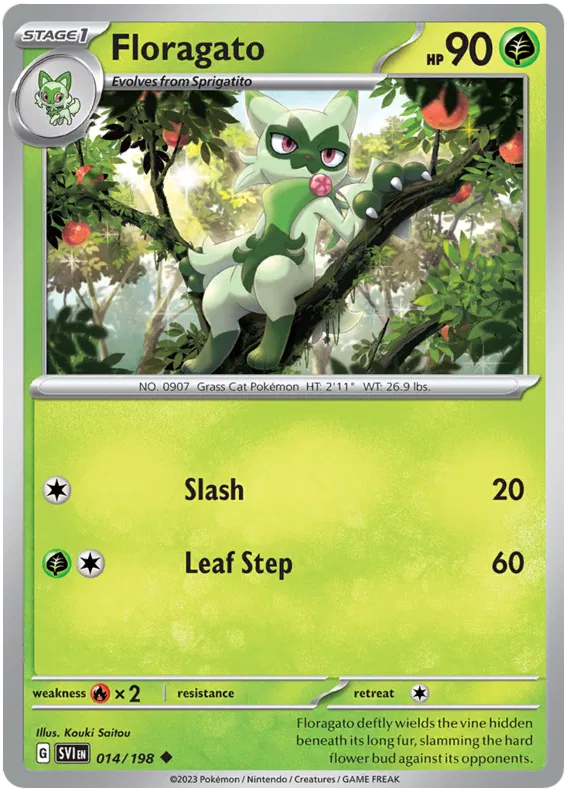 Floragato 014 Pokémon kaart uit Scarlet & Violet Base Set Grass type single