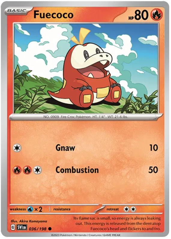 Fuecoco 036 Pokémon kaart uit Scarlet & Violet Base Set Fire type single