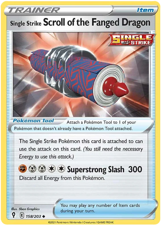 Single Strike Scroll of the Fanged Dragon trainerkaart uit Evolving Skies 158/203