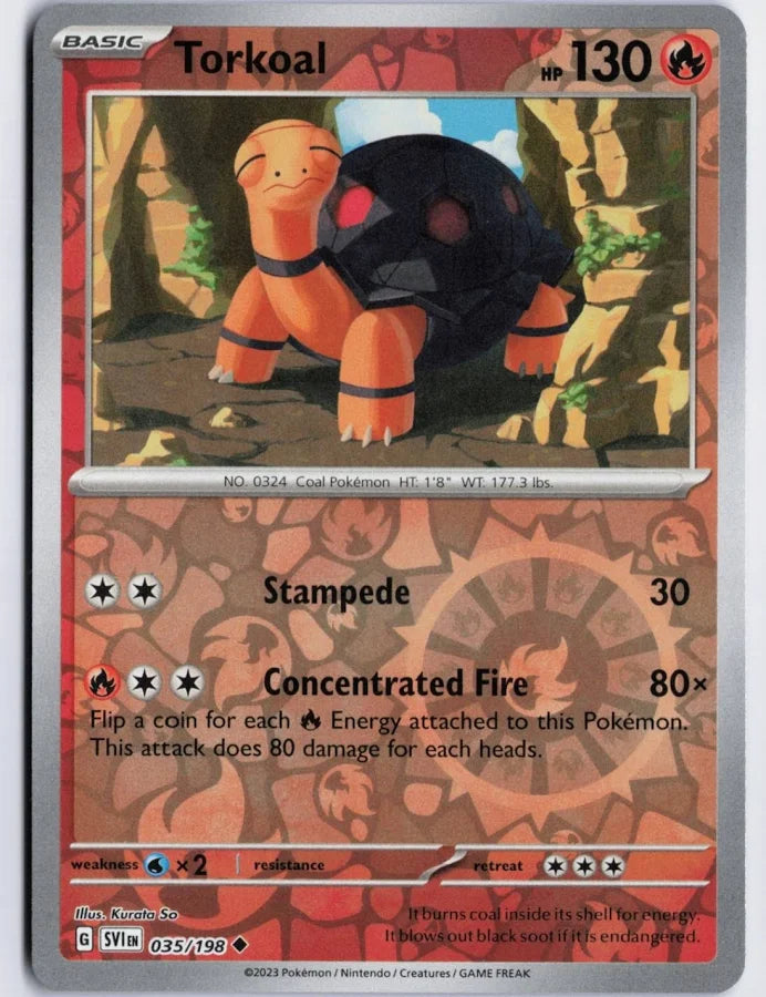 Torkoal 035 Reverse Holo Pokémon kaart uit Scarlet & Violet Base Set Fire type single