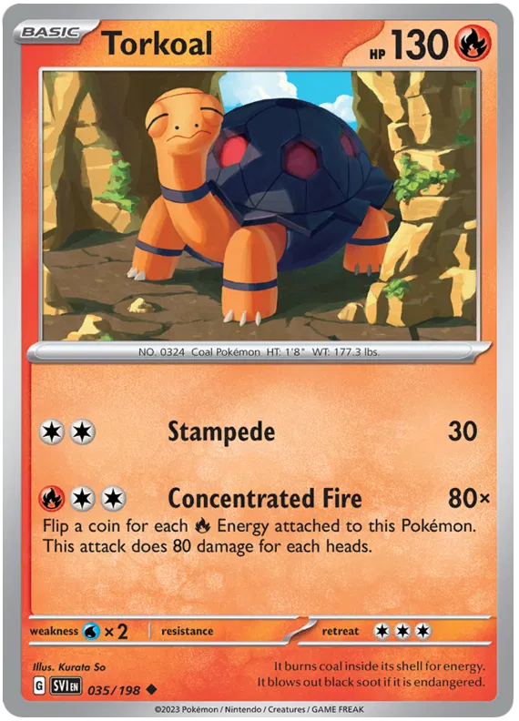 Torkoal 035 Pokémon kaart uit Scarlet & Violet Base Set Fire type single