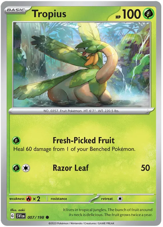 Tropius 007 Pokémon kaart uit Scarlet & Violet Base Set Grass type single