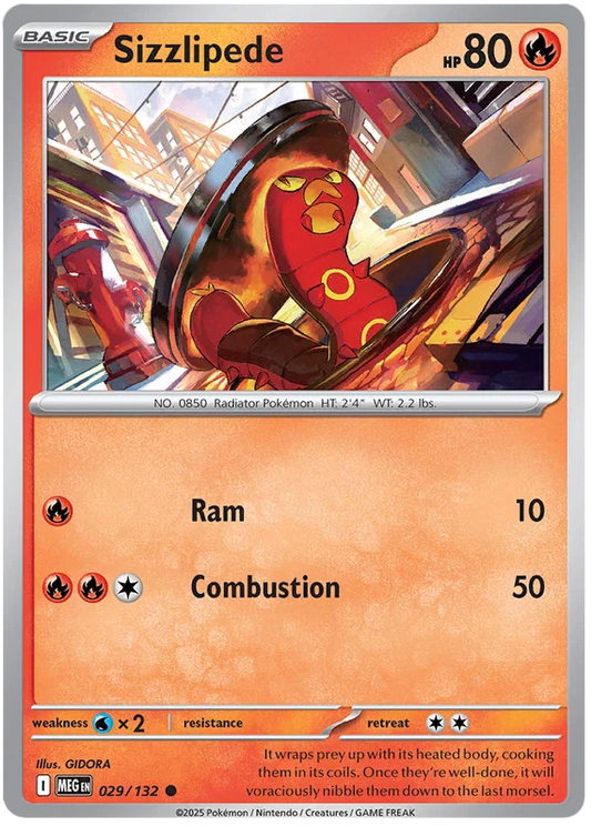 Pokémon Sizzlipede #029 common kaart uit de Mega Evolution set