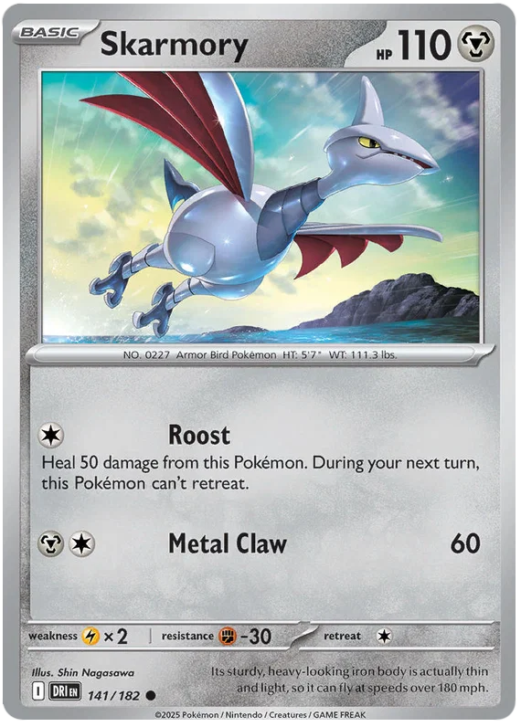 Skarmory common kaart #141 uit de Pokémon Destined Rivals set