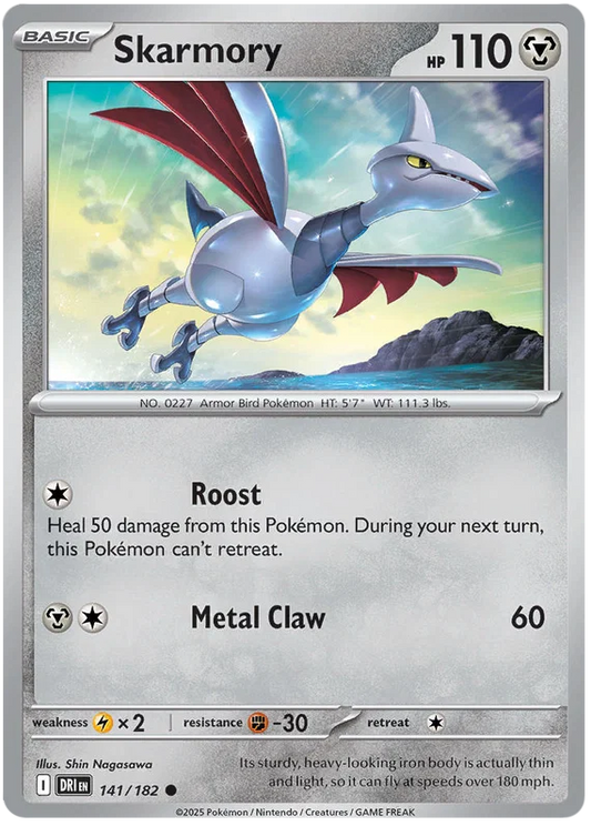 Skarmory common kaart #141 uit de Pokémon Destined Rivals set