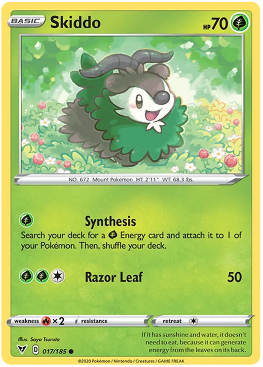 Pokémon Skiddo 017/185 common kaart uit de Vivid Voltage set