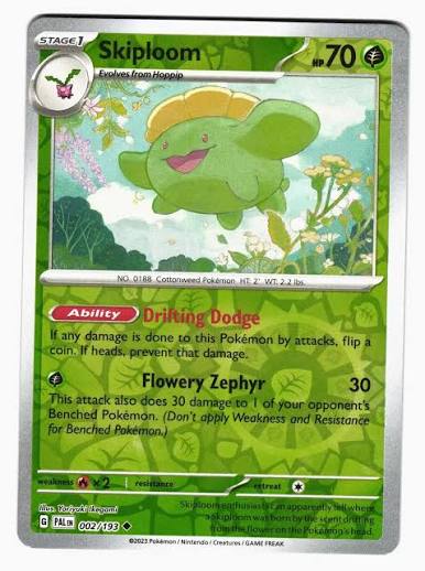 Skiploom Reverse Holo #002/193 losse kaart uit de Pokémon Paldea Evolved set