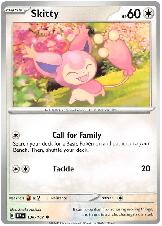 Skitty #130 common Pokémon kaart uit de Temporal Forces set