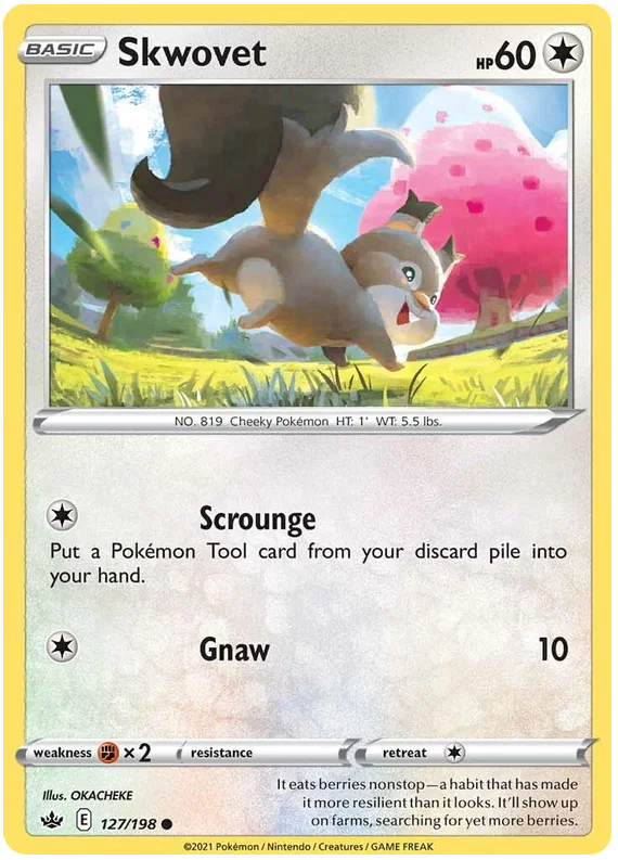Skwovet common kaart 127/198 uit de Pokémon Chilling Reign set