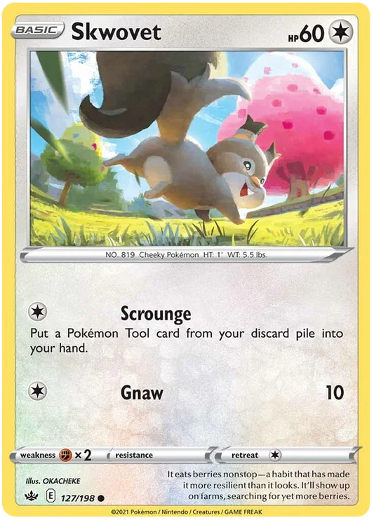 Skwovet common kaart 127/198 uit de Pokémon Chilling Reign set