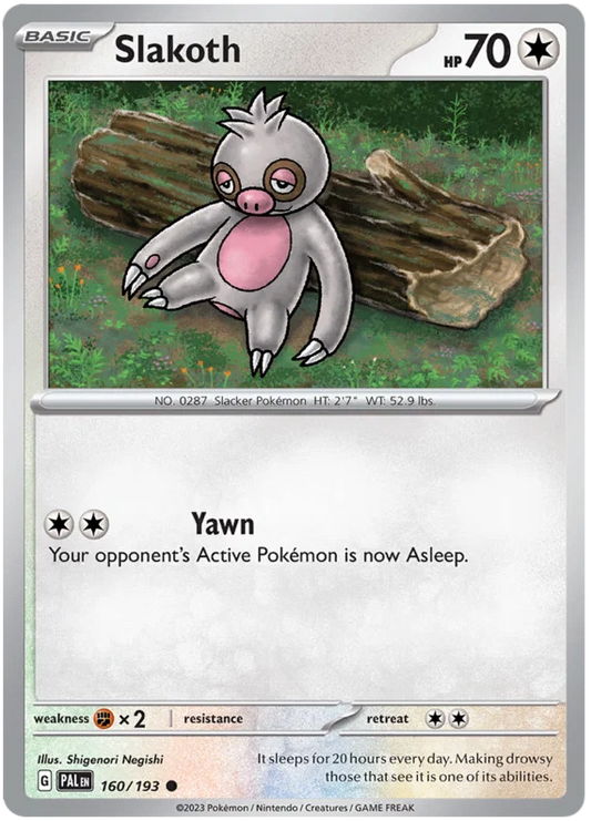 Slakoth #160 common Pokémon kaart uit de Paldea Evolved set