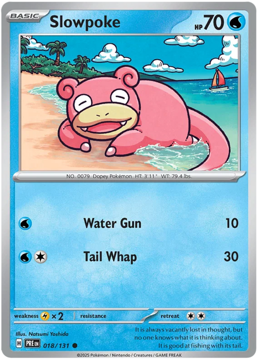 Slowpoke #018 common kaart uit de Pokémon Prismatic Evolutions set