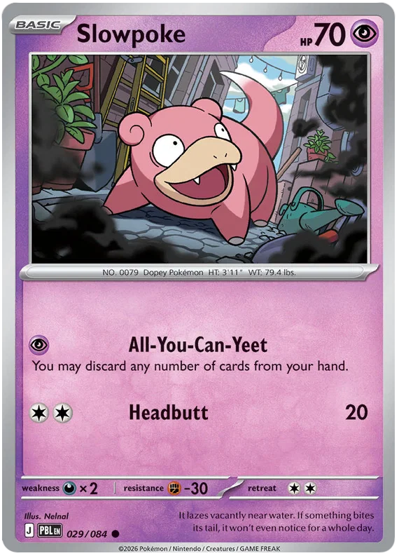 Pokémon Slowpoke #029 common kaart uit de Pitch Black set
