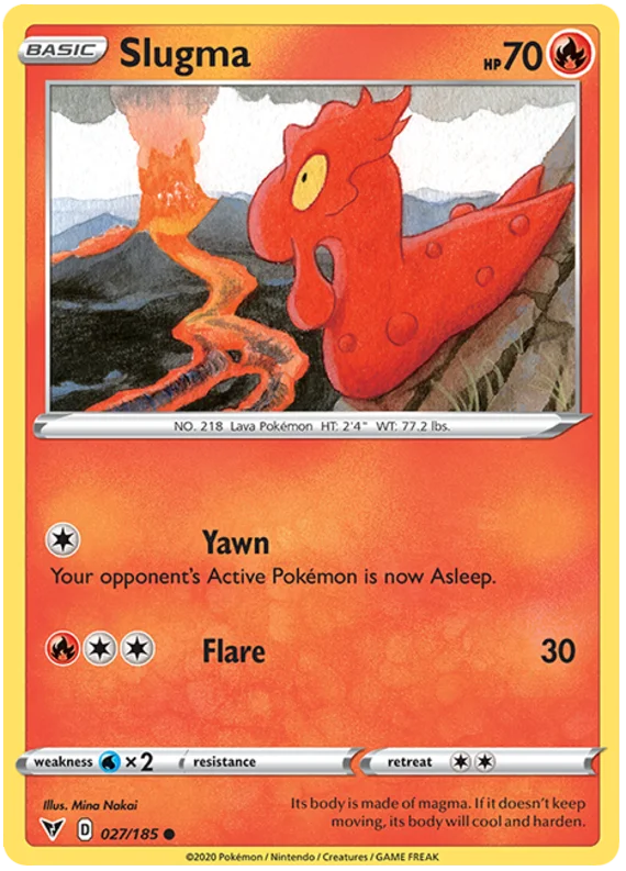 Slugma common Pokémon kaart nummer 027/185 uit de Vivid Voltage set
