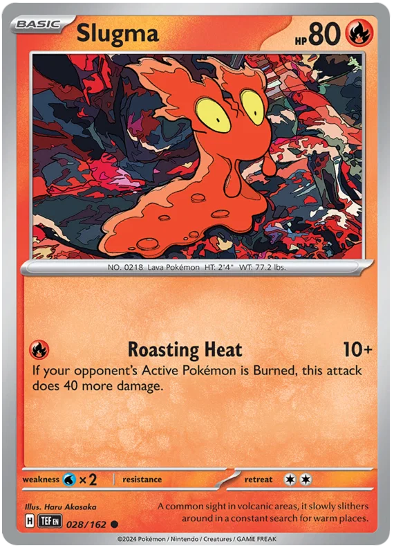 Pokémon Slugma common kaart #028 uit de Temporal Forces set