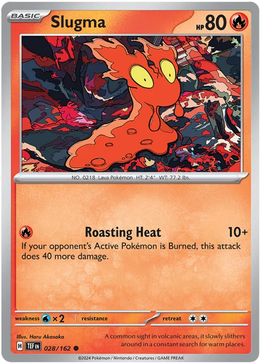 Pokémon Slugma common kaart #028 uit de Temporal Forces set