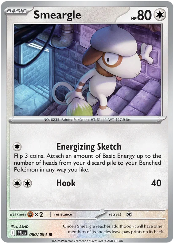 Pokémon Smeargle common kaart #080 uit de Phantasmal Flames set