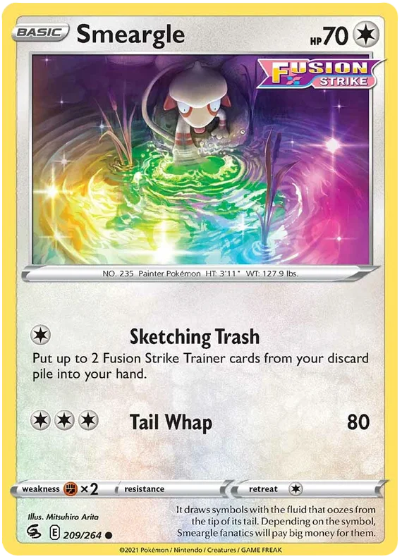 Pokémon Smeargle common kaart uit de Fusion Strike set met nummer 209/264