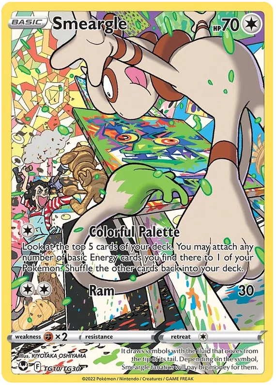 Pokémon Smeargle common kaart TG10 uit de Trainer Gallery van Silver Tempest