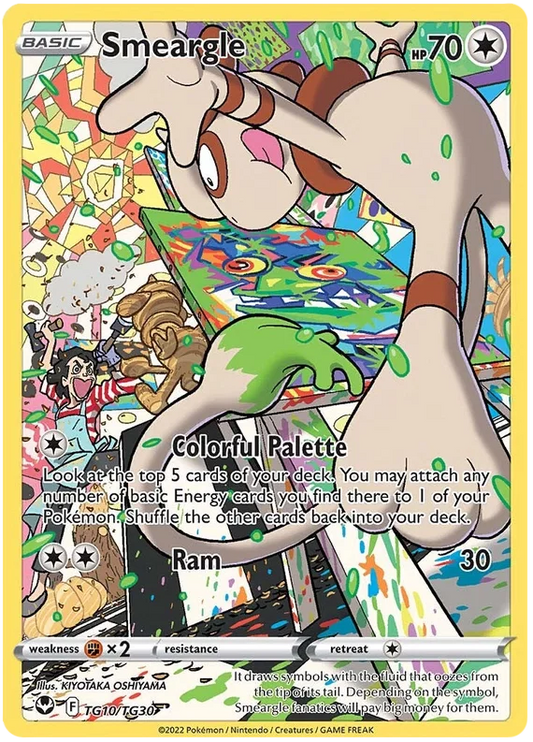 Pokémon Smeargle common kaart TG10 uit de Trainer Gallery van Silver Tempest