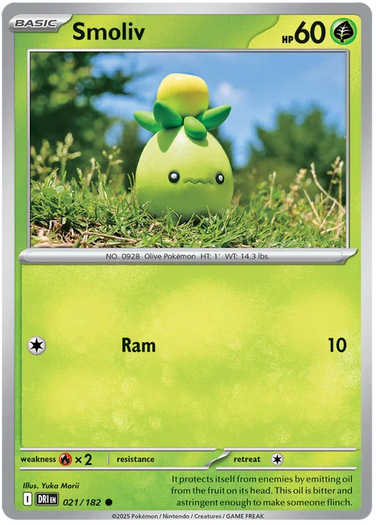 Smoliv common kaart #021 uit de Pokémon Destined Rivals set