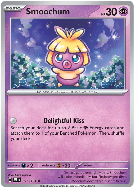 Pokémon Smoochum #075 common kaart uit de Surging Sparks set