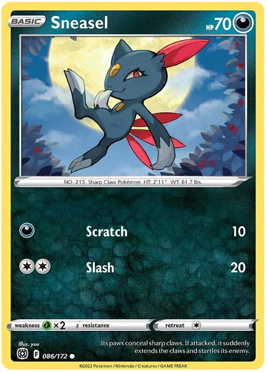 Sneasel common Pokémon kaart nummer 086/172 uit de Brilliant Stars set