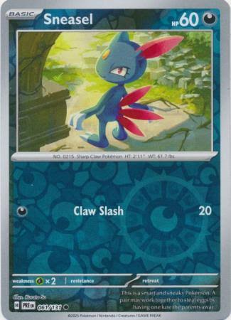 Sneasel Reverse Holo kaart #061 uit de Pokémon Prismatic Evolutions set