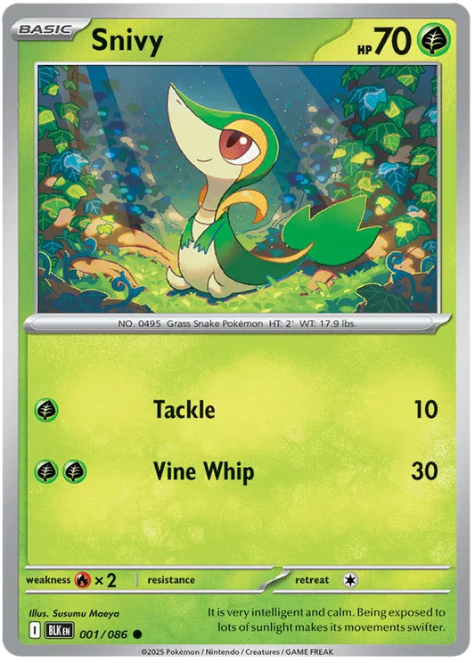 Snivy common kaart #001 uit de Pokémon Black Bolt set