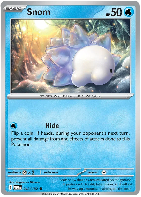 Pokémon Snom common kaart nummer 042 uit de Mega Evolution set