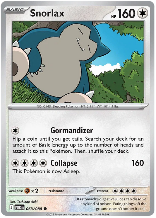 Pokémon Snorlax #063 common kaart uit de Perfect Order set