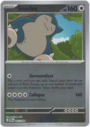 Snorlax #063 reverse holo Pokémon kaarten Perfect Order set