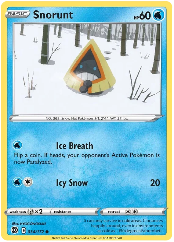 Pokémon Snorunt #034/172 common kaart uit Brilliant Stars set
