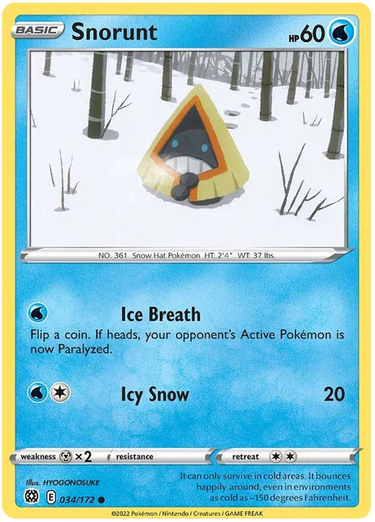 Pokémon Snorunt #034/172 common kaart uit Brilliant Stars set