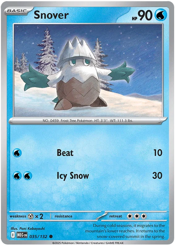 Pokémon Snover common kaart #035 uit de Mega Evolution set