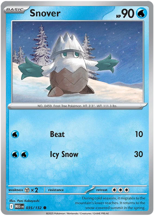 Pokémon Snover common kaart #035 uit de Mega Evolution set