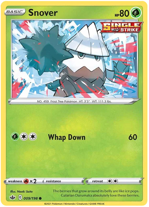 Pokémon Snover common kaart 009/198 uit de Chilling Reign set