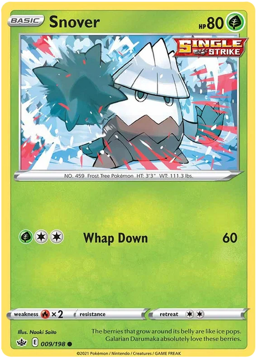 Pokémon Snover common kaart 009/198 uit de Chilling Reign set