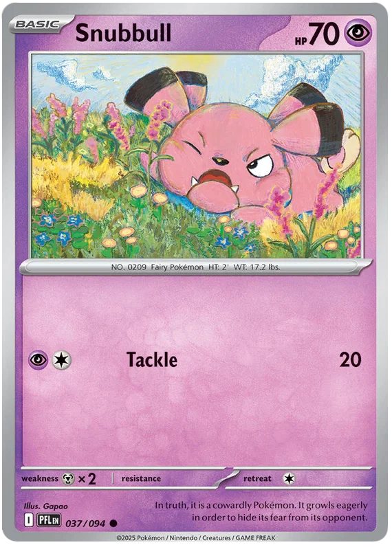 Snubbull common kaart #037 uit de Pokémon TCG-set Phantasmal Flames