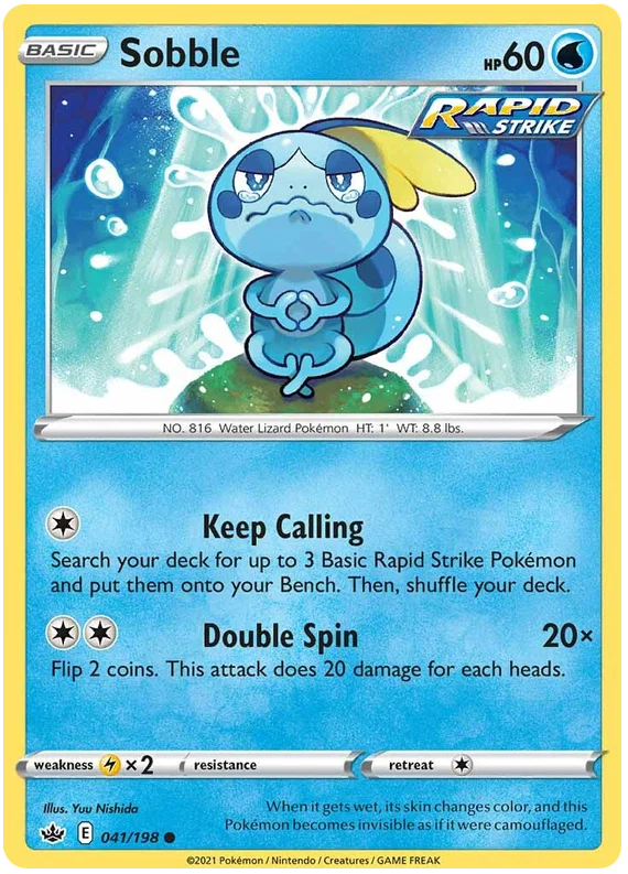 Sobble common kaart nummer 041/198 uit de Pokemon Chilling Reign set