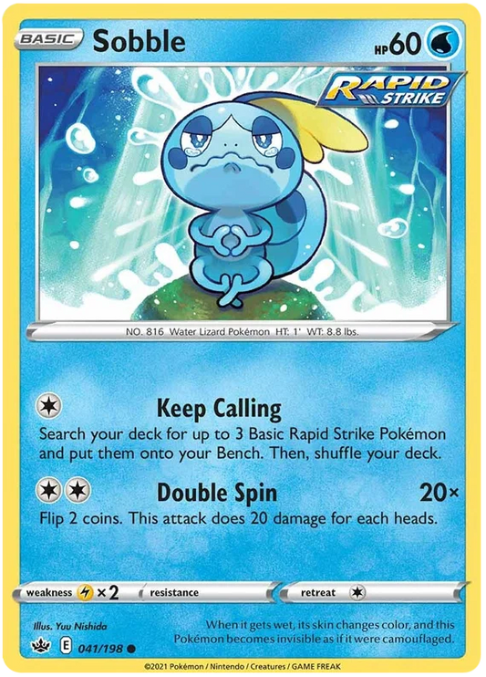 Sobble common kaart nummer 041/198 uit de Pokemon Chilling Reign set