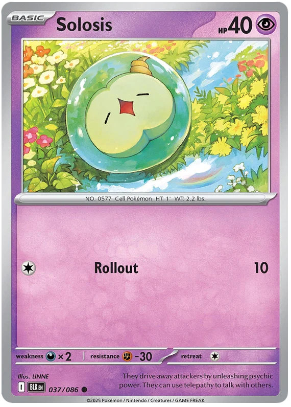 Solosis common Pokémon kaart #037 uit de Black Bolt set