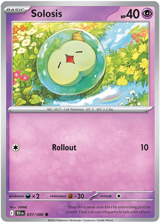 Solosis common Pokémon kaart #037 uit de Black Bolt set