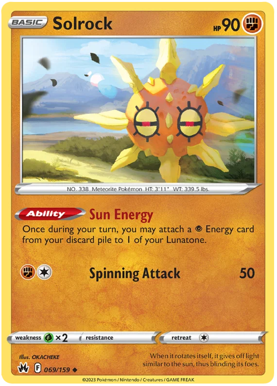 Solrock #069 common Pokémon kaart uit de Crown Zenith set