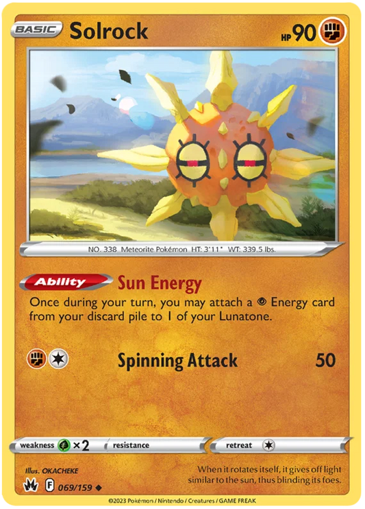 Solrock #069 common Pokémon kaart uit de Crown Zenith set