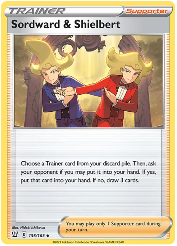 Sordward & Shielbert Trainer Supporter kaart uit Pokémon Battle Styles set