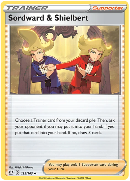 Sordward & Shielbert Trainer Supporter kaart uit Pokémon Battle Styles set