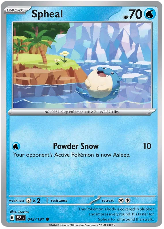 Pokémon Spheal common kaart #043 uit de Surging Sparks set