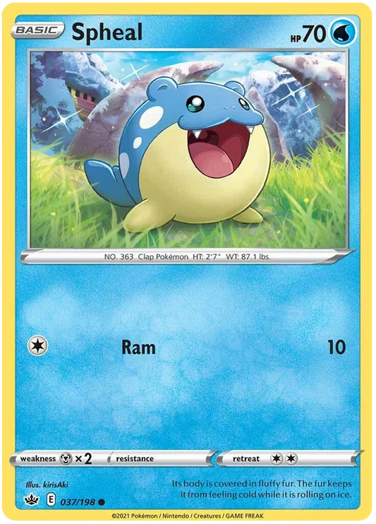 Pokemon kaart Spheal common uit de Chilling Reign set, nummer 037/198