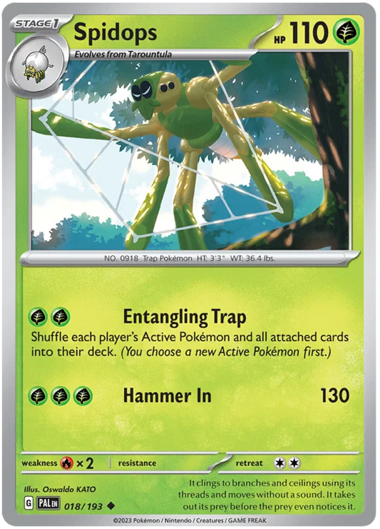 Spidops common Pokémon kaart #018 uit de Paldea Evolved set